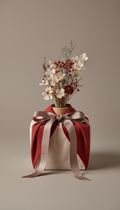 Seasonal Wrap in Red and Ecru Tones