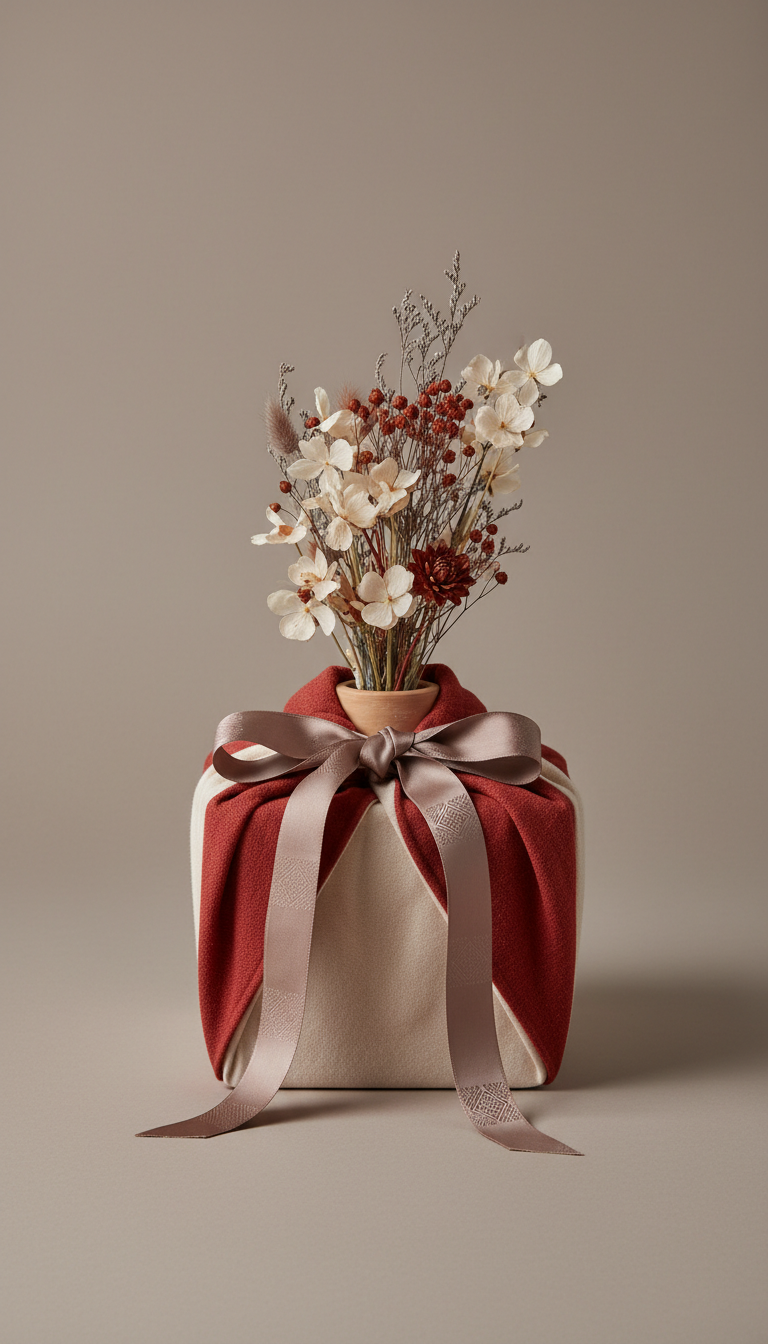 Seasonal Wrap in Red and Ecru Tones